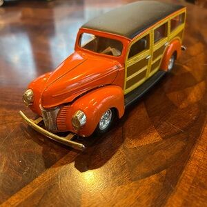 1940 ford woodie Classic Orange and Black Toy Car